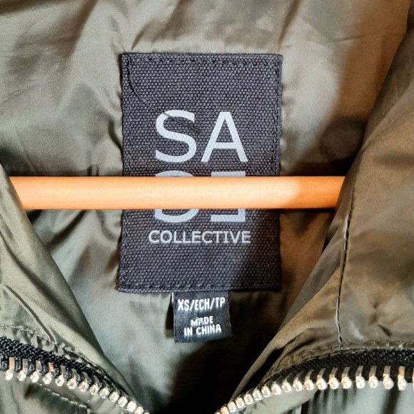 Sage Collective Army Green Cropped Puffer Jacket XS - Picture 4 of 9